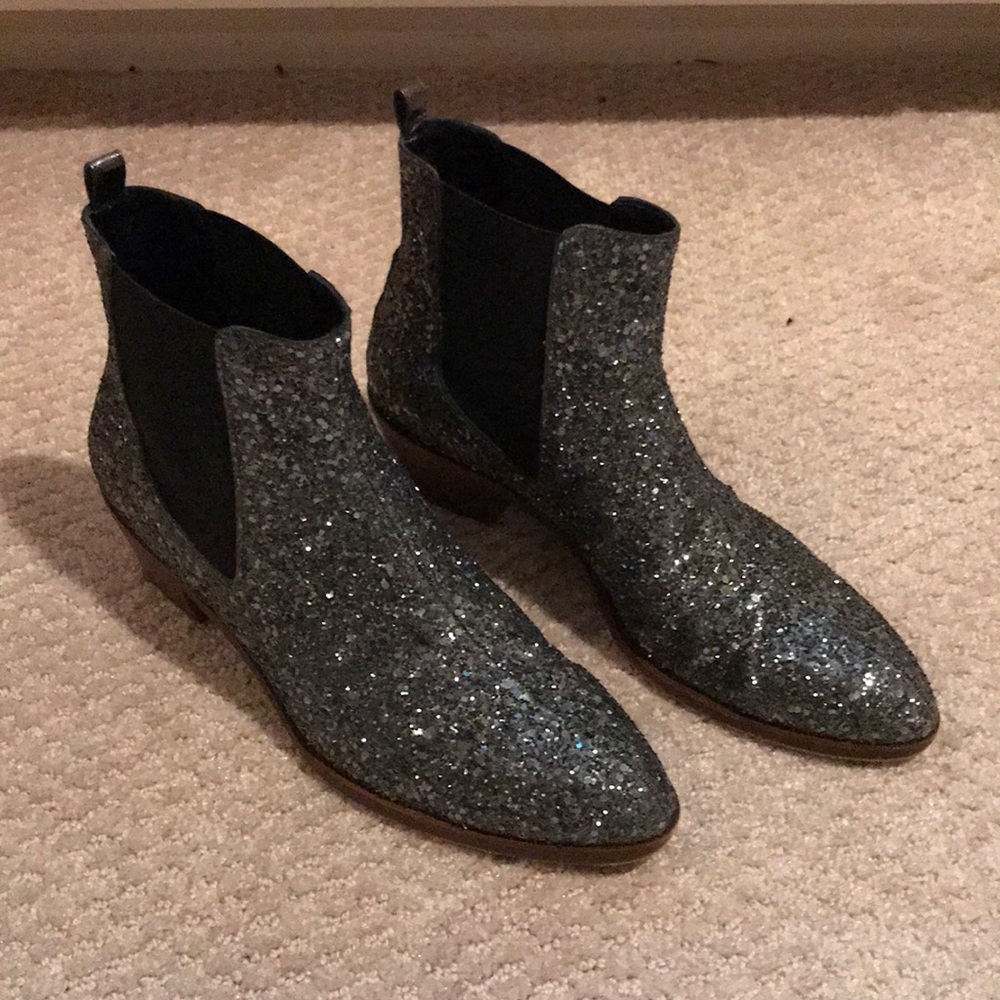 J Crew Glitter Chelsea Boots sz 7